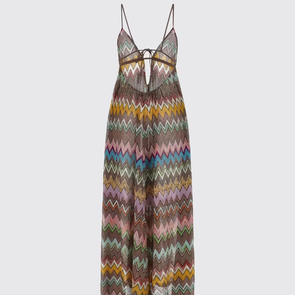 Abstract print spaghetti strap maxi dress
