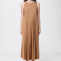 Brown sleeveless open back drape maxi dress