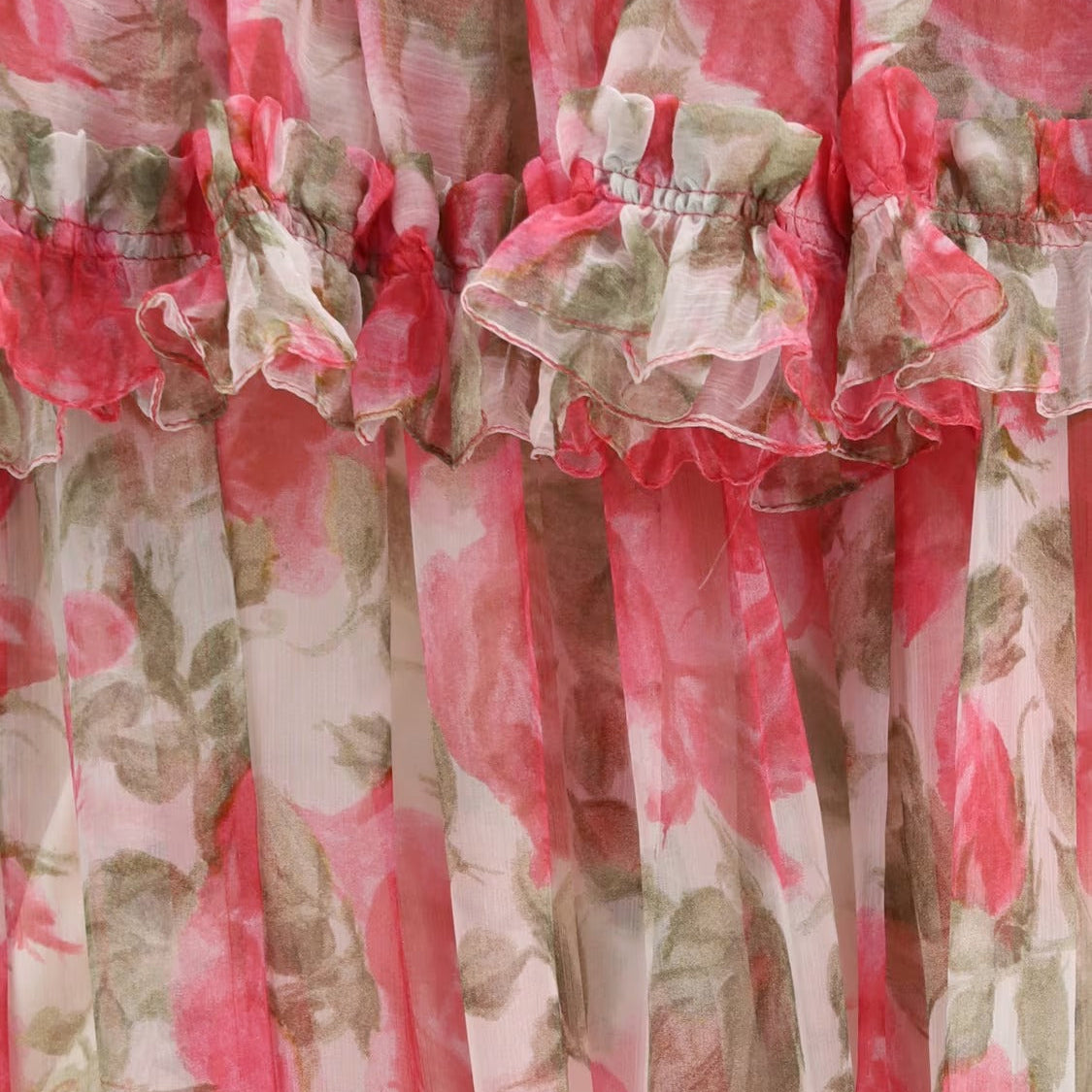 Pink floral print spaghetti strap maxi dress