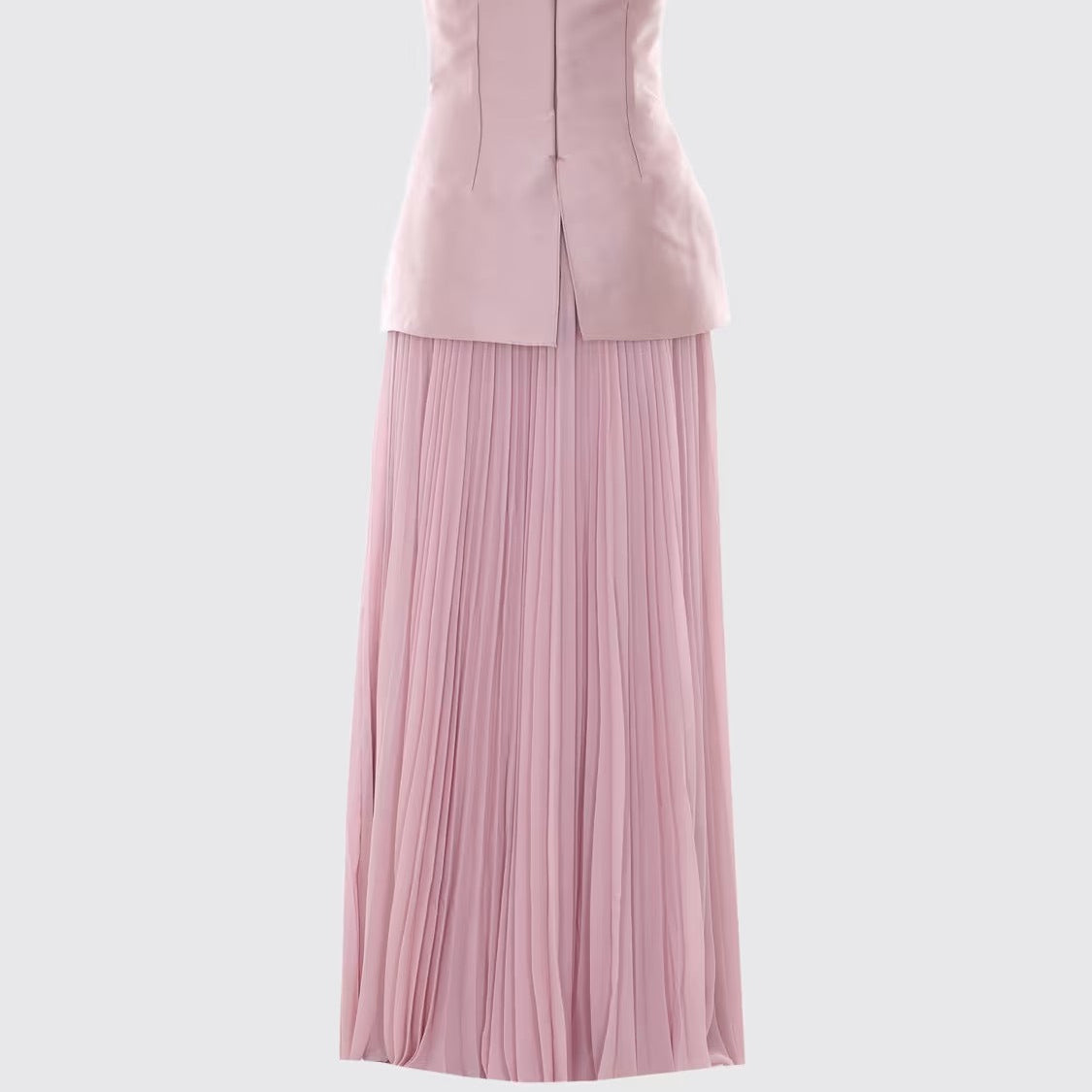 Pink layered pleated midi dress