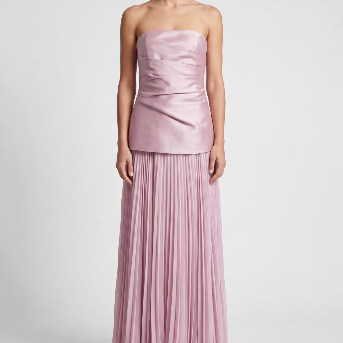 Pink layered pleated midi dress