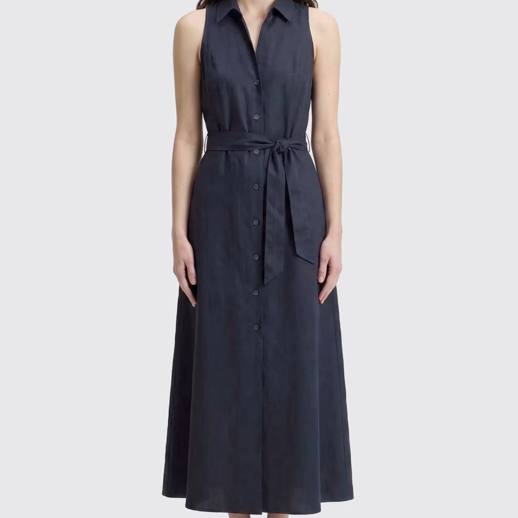 Sleeveless belted maxi dress
