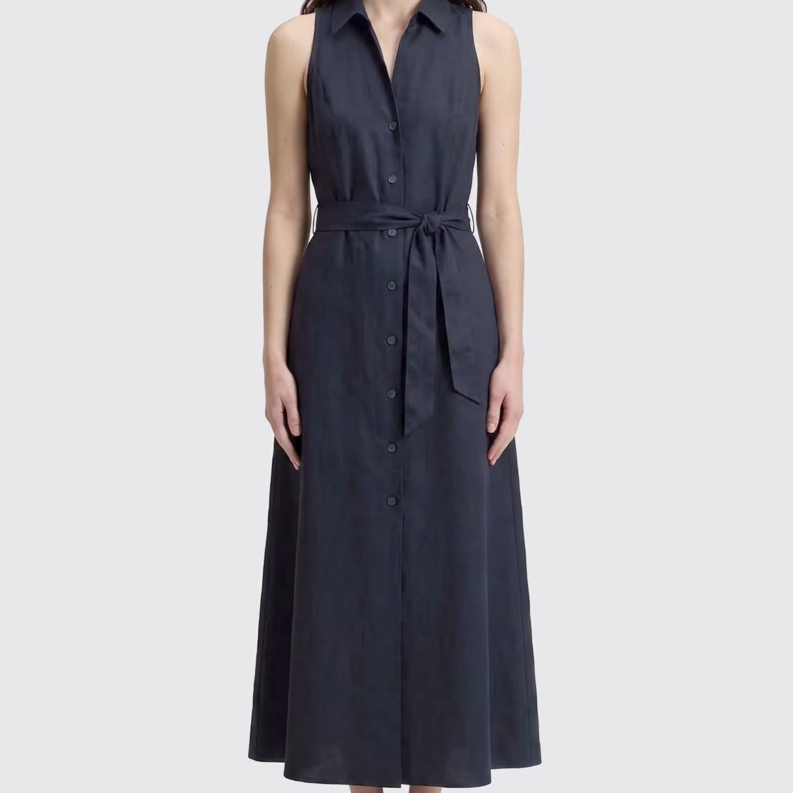 Sleeveless belted maxi dress